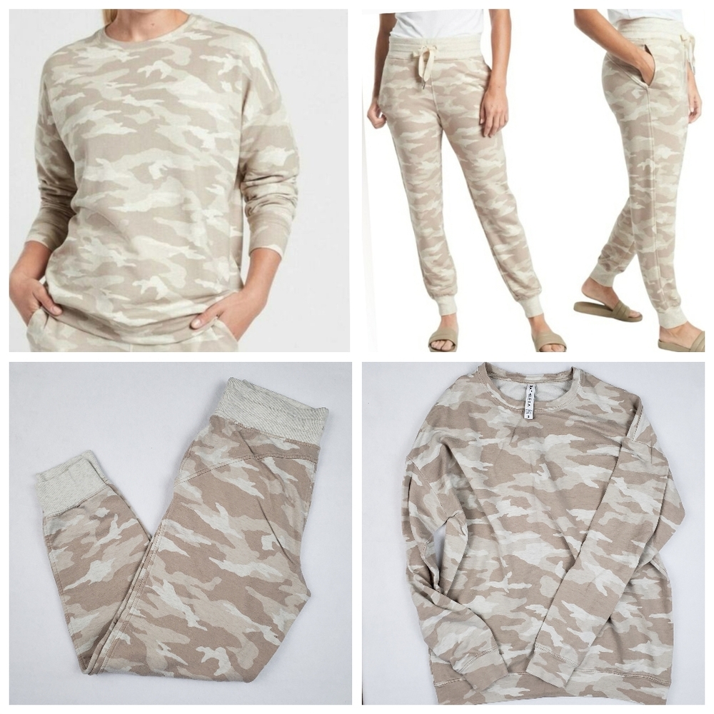 Athleta Balance Printed Joggers And Matching Studio to Street Camo Sweatshirt Sm